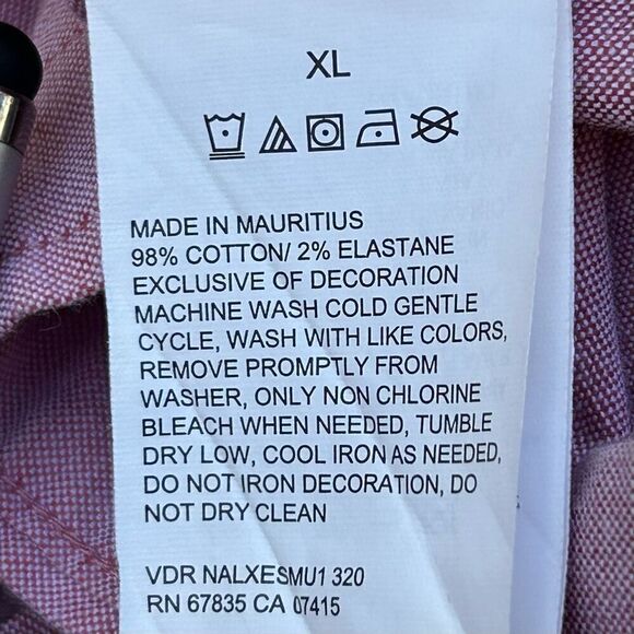 Nautica Casual Button Down Shirt Men's XL Red Classic Fit Logo Short Sleeve - Picture 10 of 10